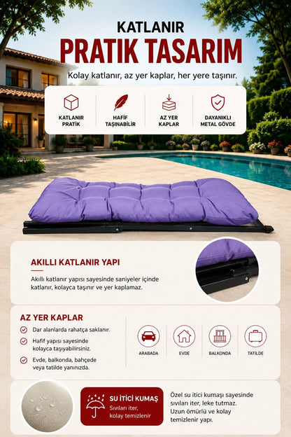 Hastunç Siyah Mor 2’li Şezlong Seti + Sehpa