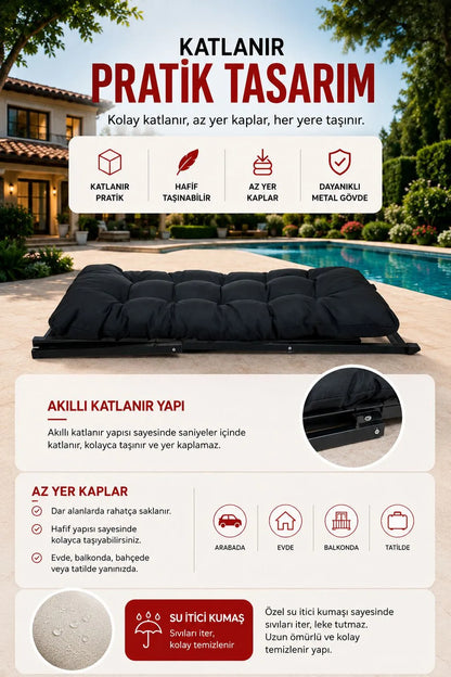 Hastunç Full Siyah 2’li Şezlong Seti + Sehpa
