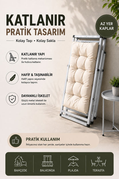 Beyaz 2’li Şezlong Seti + Sehpa