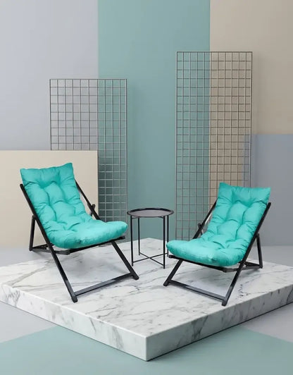 Hastunç Turkuaz Siyah Turkuaz 2’li Şezlong Seti + Sehpa